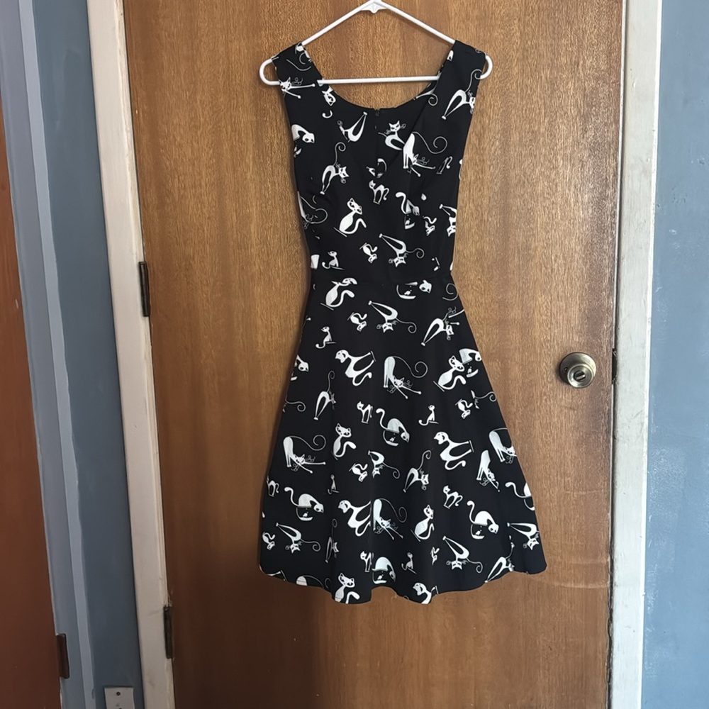 Black and White Cat Pattern Dress